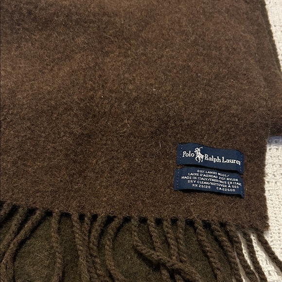 Polo Ralph Lauren Accessories - Polo Ralph Lauren Unisex Dark Brown LambsWool Scarf 9” x 60” Preppy Fall Winter